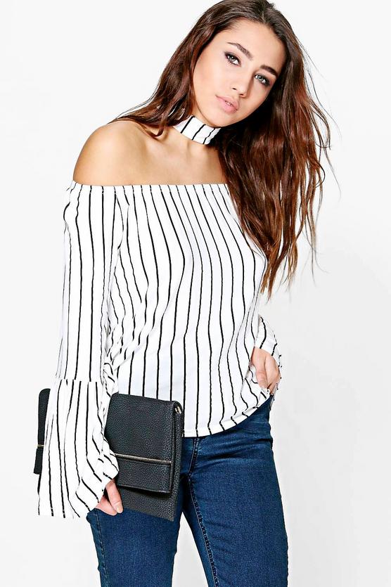 Kinsley Choker Striped Bardot Top